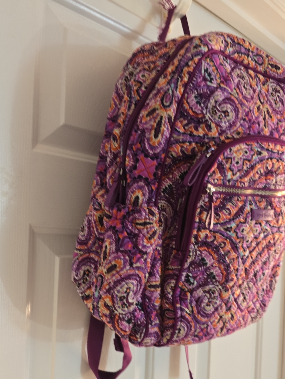 Vera Bradley Purple Paisley Quilted Backpack - Picture 4 of 8
